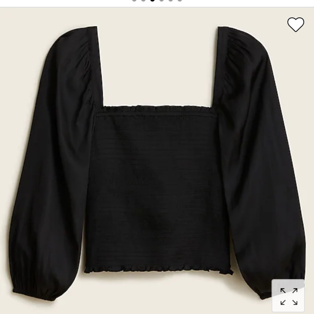NWT J. Crew Squareneck smocked satin top black